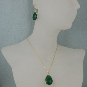 Vergulde zilveren 50 cm lange ketting met hanger en oorbellen